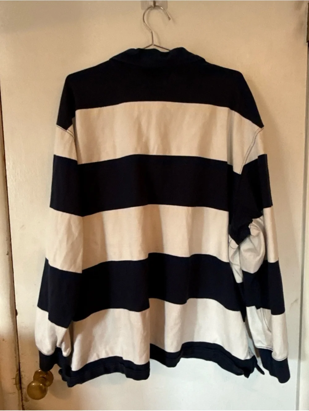 Vtg Ralph Lauren Men’s Navy and White Striped Rugby Polo Preppy | Men's 3XB